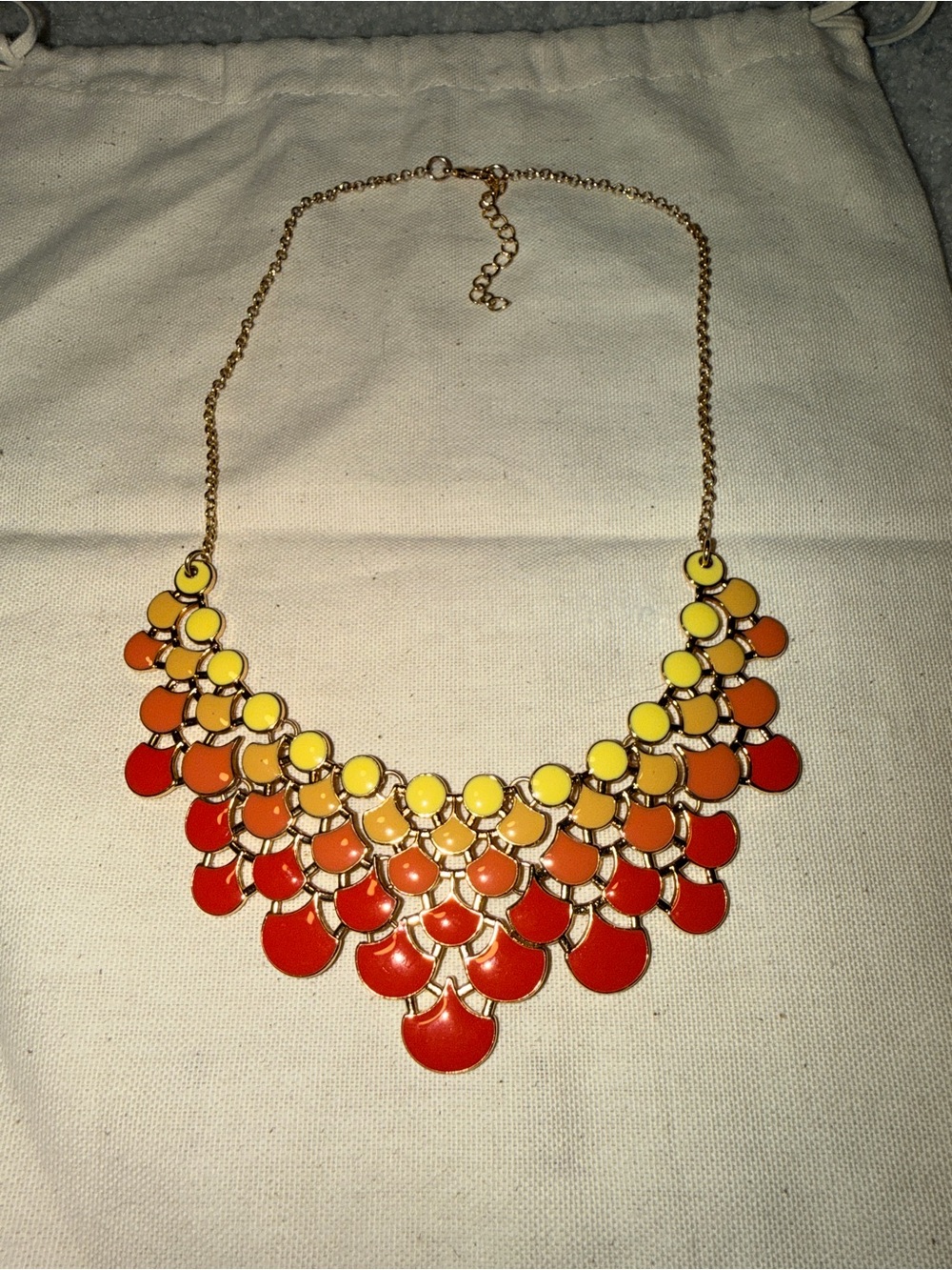 Gold-Tone Gradient Statement Necklace in Yellow, Orange & Red